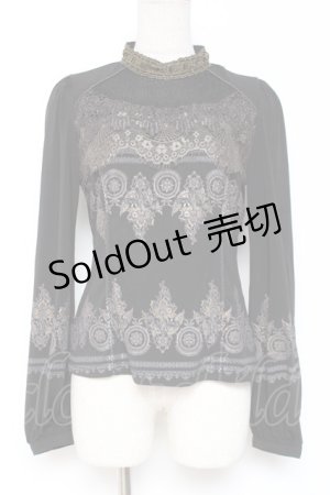 画像: Rozen Kavalier / レース切替プリントトップス  黒 Y-26-01-05-063-OO-TO-SZ-ZY