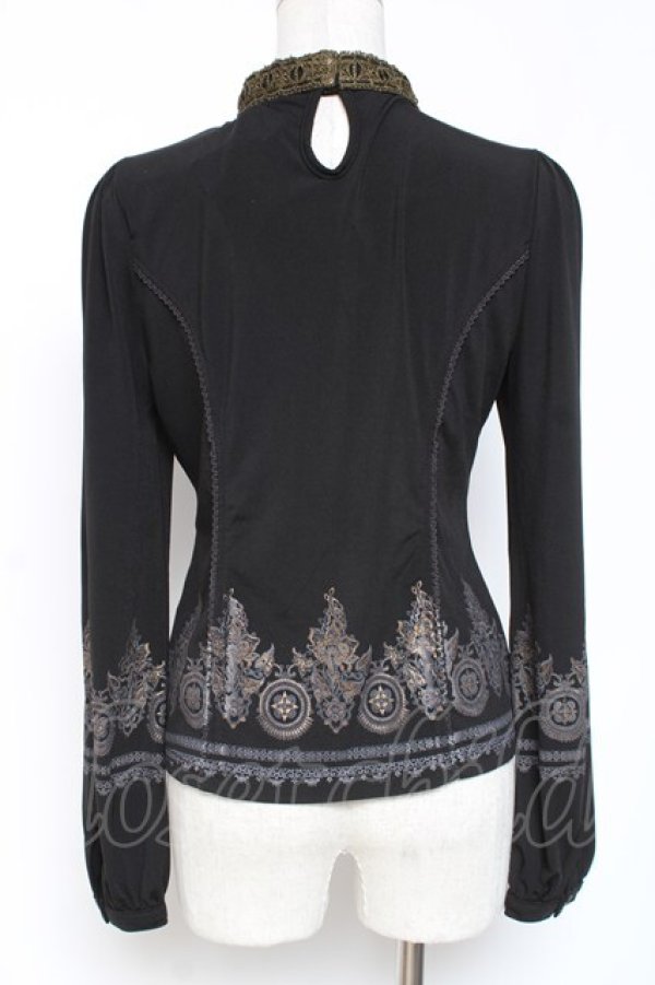 画像2: Rozen Kavalier / レース切替プリントトップス  黒 Y-26-01-05-063-OO-TO-SZ-ZY (2)