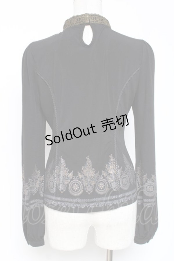 画像2: Rozen Kavalier / レース切替プリントトップス  黒 Y-26-01-05-063-OO-TO-SZ-ZY (2)