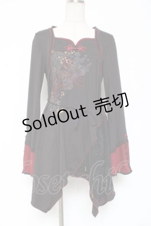 画像: Ozz oneste / 刀刺繍チャイナチュニック  黒 Y-26-01-05-065-OO-OP-SZ-ZY