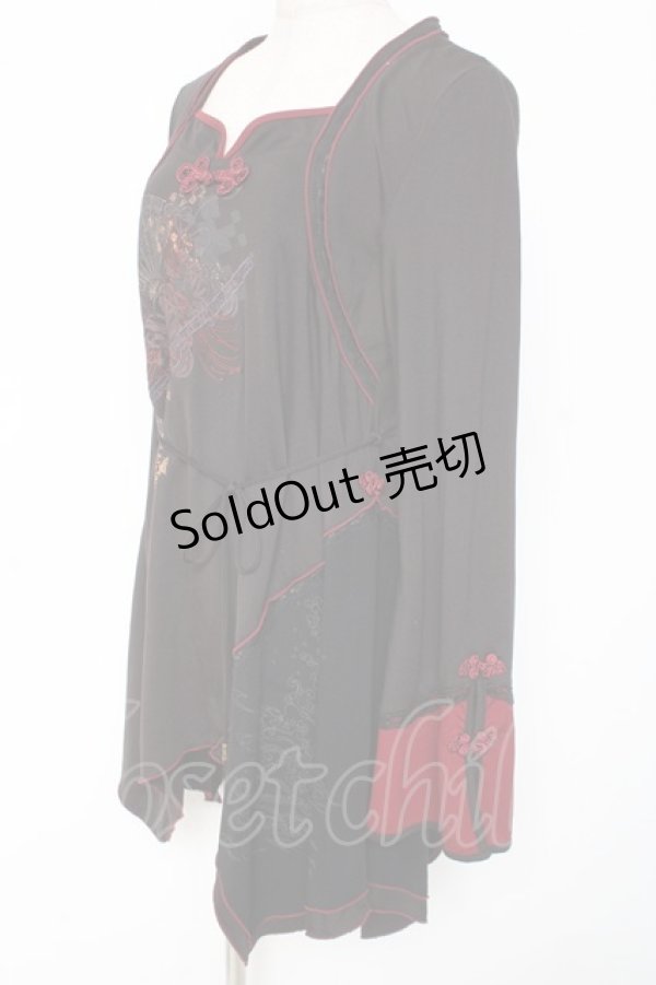 画像2: Ozz oneste / 刀刺繍チャイナチュニック  黒 Y-26-01-05-065-OO-OP-SZ-ZY (2)