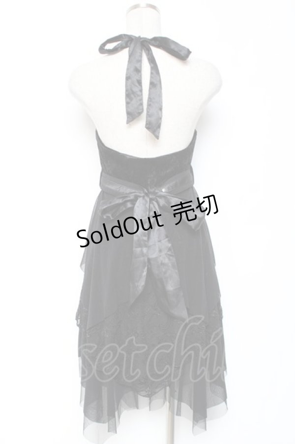 画像3: Ozz oneste / 薔薇刺繍ベロアホルターワンピース  黒 Y-26-01-05-068-OO-OP-SZ-ZY (3)