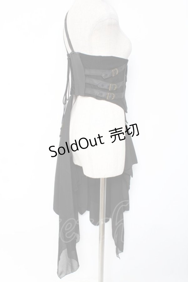 画像4: Ozz oneste / 2WAYアシンメトリーコルセット  黒 Y-26-01-05-069-OO-SK-SZ-ZY (4)