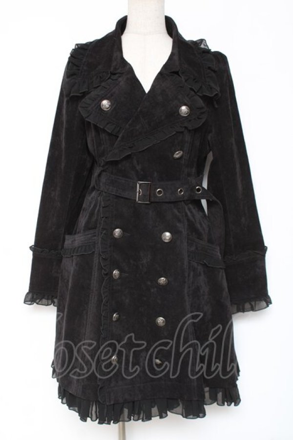 画像1: ALGONQUINS / コーディロイWボタンロングジャケット 1 黒 Y-26-01-05-075-AL-JA-SZ-ZY (1)