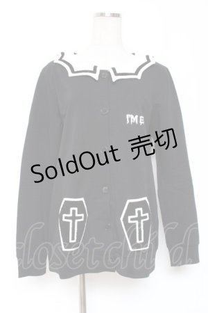 画像: HELL CAT PUNKS / 棺桶ワッペンポケット衿付きカーディガン F 黒 Y-26-01-05-076-PU-TO-SZ-ZY