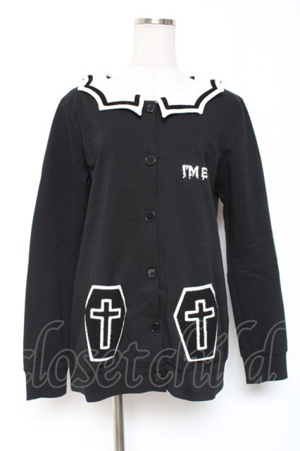 画像1: HELL CAT PUNKS / 棺桶ワッペンポケット衿付きカーディガン F 黒 Y-26-01-05-076-PU-TO-SZ-ZY (1)
