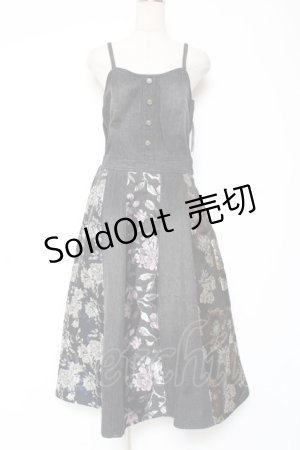 画像: axes femme / パッチワーク風ジャンスカ M 黒 Y-26-01-05-083-AX-OP-SZ-ZY