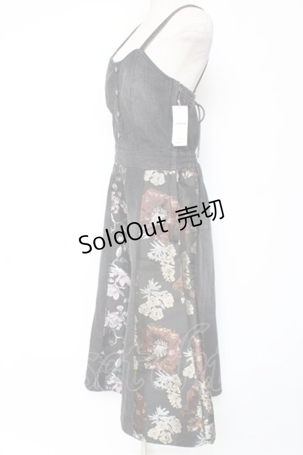 画像2: axes femme / パッチワーク風ジャンスカ M 黒 Y-26-01-05-083-AX-OP-SZ-ZY (2)