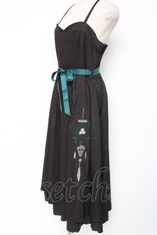 画像2: axes femme / チャイナ風刺繍キャミワンピース F 黒 Y-26-01-05-084-AX-OP-SZ-ZY (2)