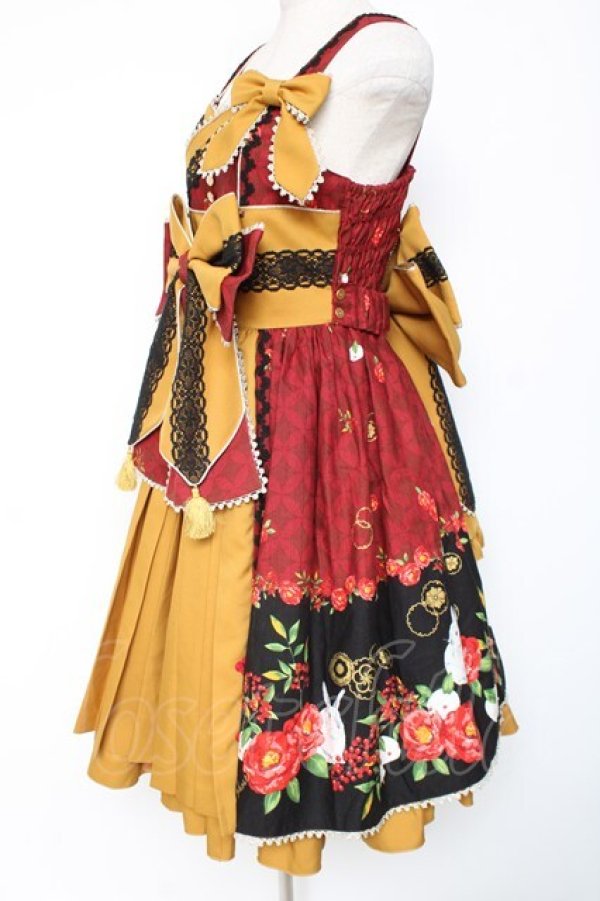 画像2: metamorphose / 風花のゆきうさぎプリーツジャンパースカート  赤 Y-26-01-05-098-ME-OP-SZ-ZY (2)