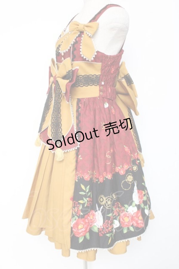 画像2: metamorphose / 風花のゆきうさぎプリーツジャンパースカート  赤 Y-26-01-05-098-ME-OP-SZ-ZY (2)