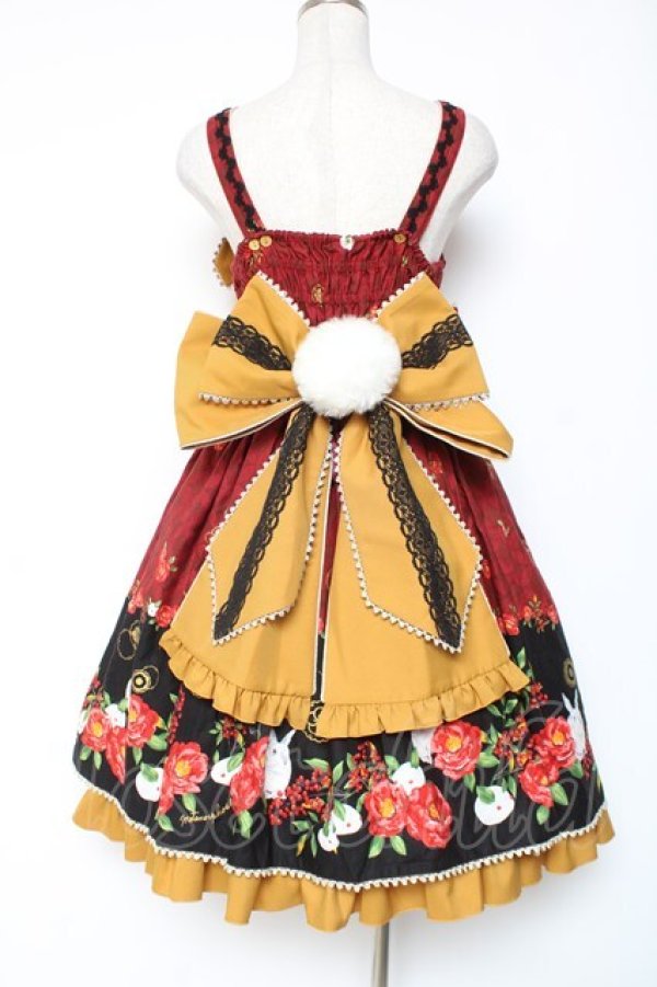 画像3: metamorphose / 風花のゆきうさぎプリーツジャンパースカート  赤 Y-26-01-05-098-ME-OP-SZ-ZY (3)