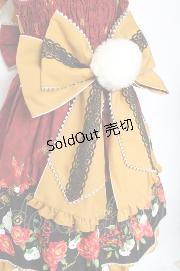 画像4: metamorphose / 風花のゆきうさぎプリーツジャンパースカート  赤 Y-26-01-05-098-ME-OP-SZ-ZY (4)