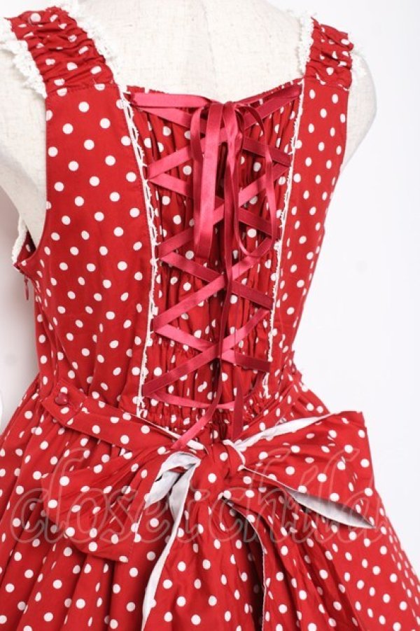 画像4: BABY, THE STARS SHINE BRIGHT / Milky Dot うさぎさんジャンパースカート  赤 Y-26-01-05-100-BA-OP-SZ-ZY (4)