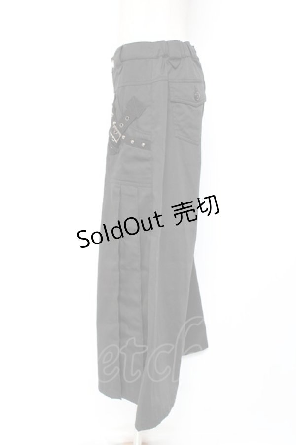 画像2: ALGONQUINS / 丸スタッズベルトデザインワイドパンツ F 黒 Y-26-01-05-109-AL-PA-SZ-ZY (2)