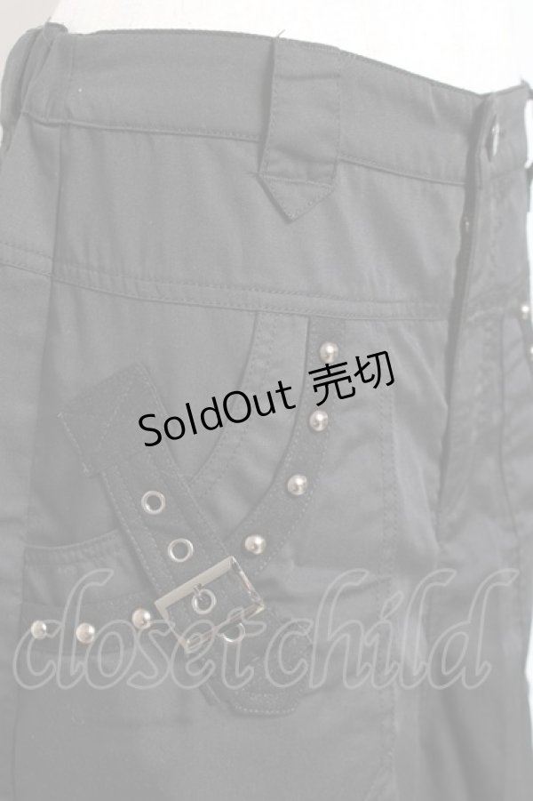 画像5: ALGONQUINS / 丸スタッズベルトデザインワイドパンツ F 黒 Y-26-01-05-109-AL-PA-SZ-ZY (5)