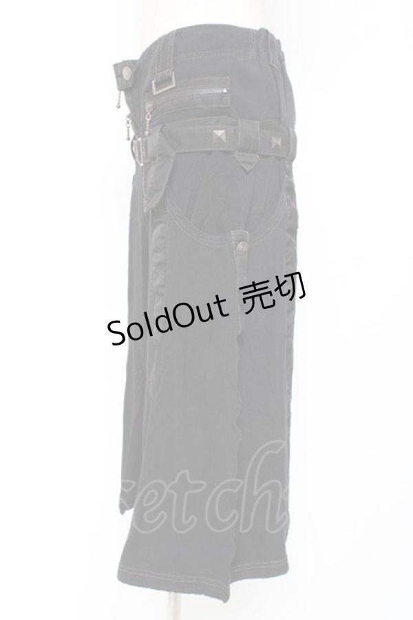 画像2: ALGONQUINS / ベルトスタッズハーフパンツ F 黒 Y-26-01-05-110-AL-PA-SZ-ZY (2)