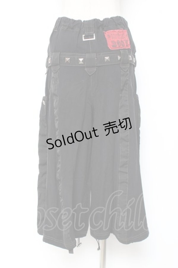 画像3: ALGONQUINS / ベルトスタッズハーフパンツ F 黒 Y-26-01-05-110-AL-PA-SZ-ZY (3)