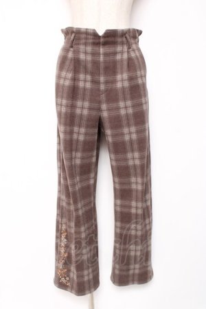 画像: axes femme / 裾刺繍起毛ストレートパンツ L Dブラウン Y-26-01-05-114-AX-PA-SZ-ZY