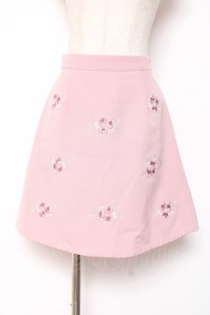 画像: Ank Rouge / ローズ刺繍スカート M ピンク Y-26-01-05-116-CA-SK-SZ-ZI