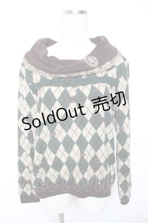 画像: axes femme / アーガイル柄オフタートルプルオーバー M グリーン Y-26-01-07-046-AX-TO-SZ-ZS