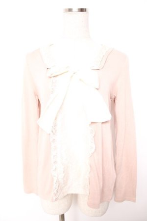 画像: axes femme / シフォンボウタイトップス M 淡ピンク Y-26-01-07-047-AX-TO-SZ-ZY