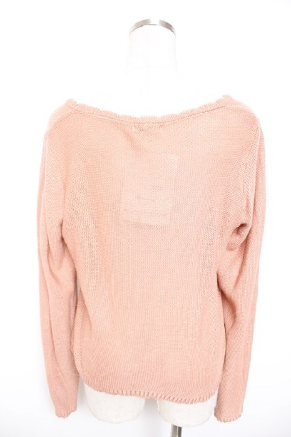 画像2: axes femme / リボン透かしニットソー M 淡ピンク Y-26-01-07-048-AX-TO-SZ-ZY (2)