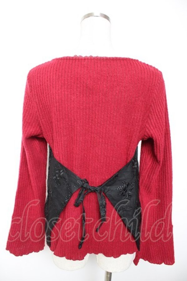 画像2: axes femme / レースレイヤードニットソー M ワイン×黒 Y-26-01-07-050-AX-TO-SZ-ZY (2)