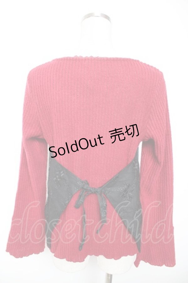 画像2: axes femme / レースレイヤードニットソー M ワイン×黒 Y-26-01-07-050-AX-TO-SZ-ZI (2)