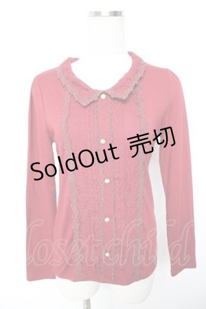 画像: axes femme / ブローチ付きブラウス風プルオーバー M ワイン Y-26-01-07-052-AX-TO-SZ-ZY