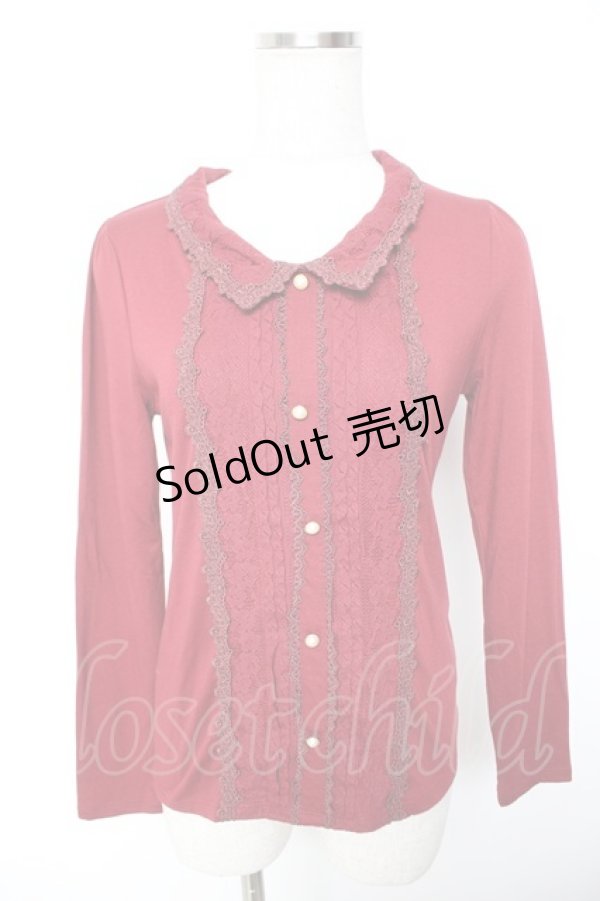 画像1: axes femme / ブローチ付きブラウス風プルオーバー M ワイン Y-26-01-07-052-AX-TO-SZ-ZY (1)