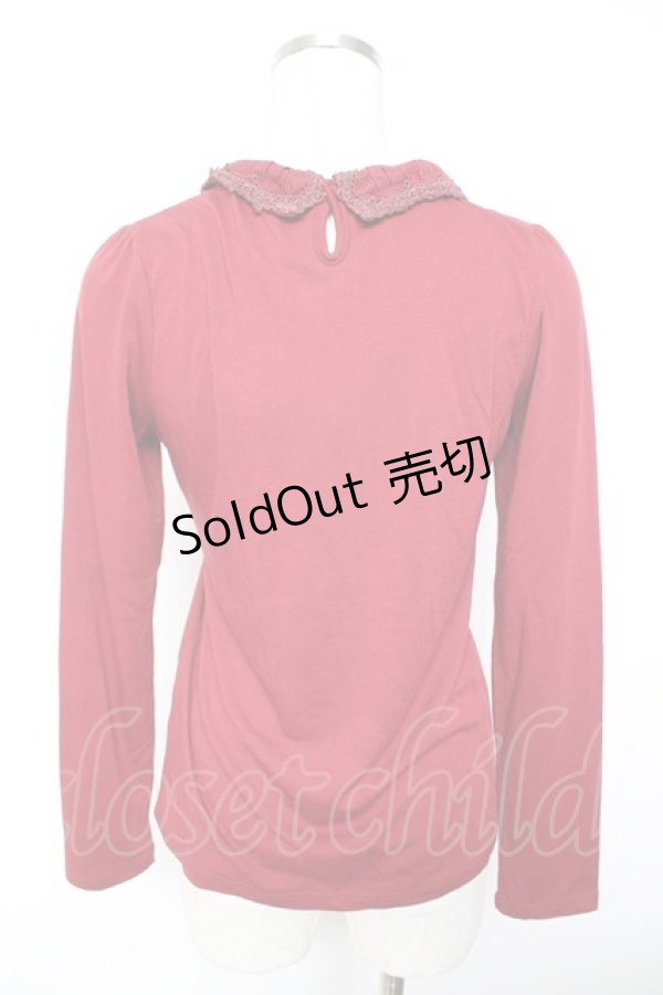 画像2: axes femme / ブローチ付きブラウス風プルオーバー M ワイン Y-26-01-07-052-AX-TO-SZ-ZY (2)