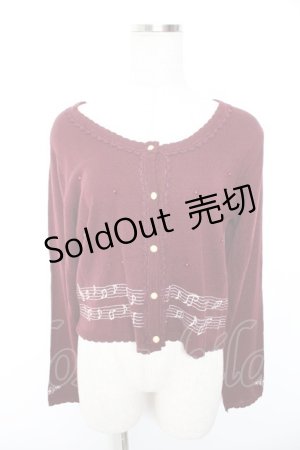 画像: axes femme / メロディー刺繍カーディガン  ワイン Y-26-01-07-054-AX-TO-SZ-ZY