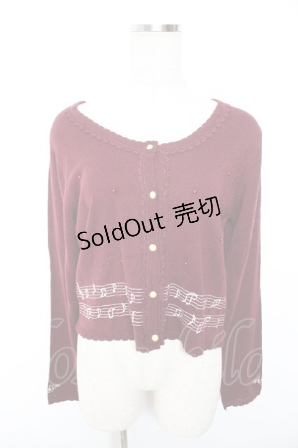 画像1: axes femme / メロディー刺繍カーディガン  ワイン Y-26-01-07-054-AX-TO-SZ-ZY (1)