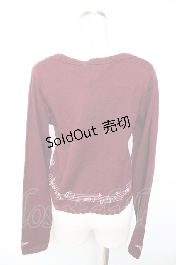 画像2: axes femme / メロディー刺繍カーディガン  ワイン Y-26-01-07-054-AX-TO-SZ-ZY (2)