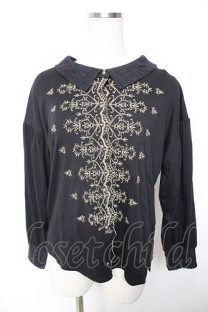 画像: axes femme / 刺繍入シャツデザインプルオーバー M 黒 Y-26-01-07-056-AX-TO-SZ-ZI