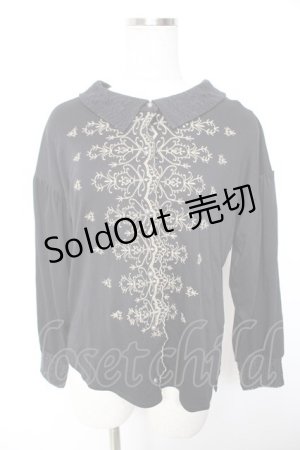 画像: axes femme / 刺繍入シャツデザインプルオーバー M 黒 Y-26-01-07-056-AX-TO-SZ-ZI