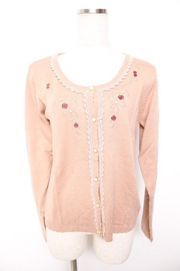 画像1: axes femme / バラ刺繍カーディガン M アワピンク Y-26-01-07-058-AX-TO-SZ-ZY (1)