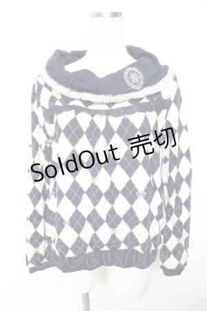 画像: axes femme / アーガイル柄オフタートルプルオーバー M コン Y-26-01-07-060-AX-TO-SZ-ZY