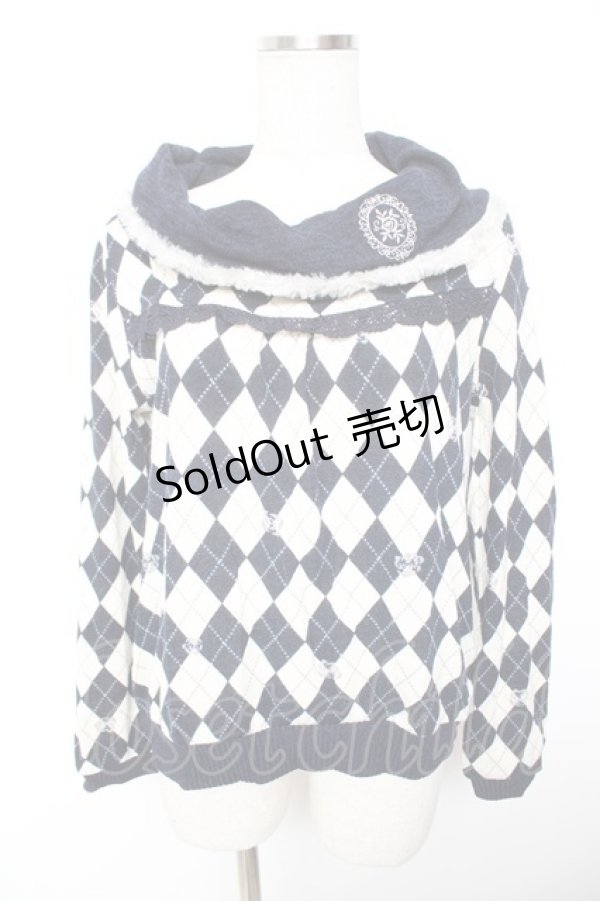 画像1: axes femme / アーガイル柄オフタートルプルオーバー M コン Y-26-01-07-060-AX-TO-SZ-ZY (1)