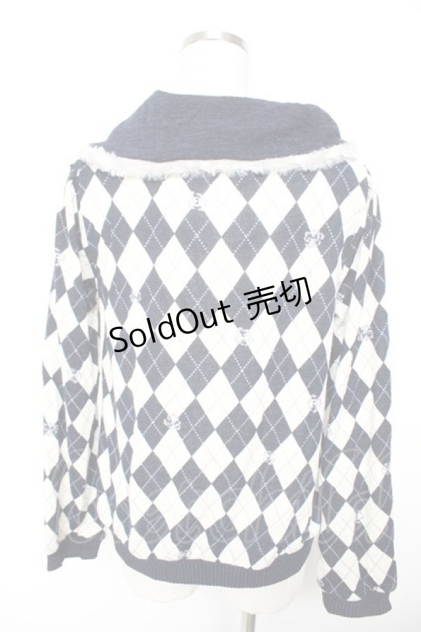 画像2: axes femme / アーガイル柄オフタートルプルオーバー M コン Y-26-01-07-060-AX-TO-SZ-ZY (2)