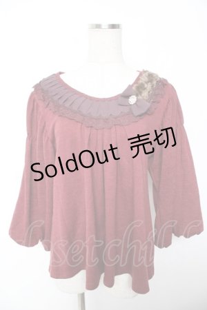 画像: axes femme / 豪華襟バルーン袖プルオーバー M ワイン Y-26-01-07-061-AX-TO-SZ-ZY