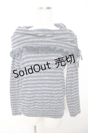 画像: axes femme / ボーダー柄オフタートルニット M 紺Y-26-01-07-063-AX-TO-SZ-ZT589