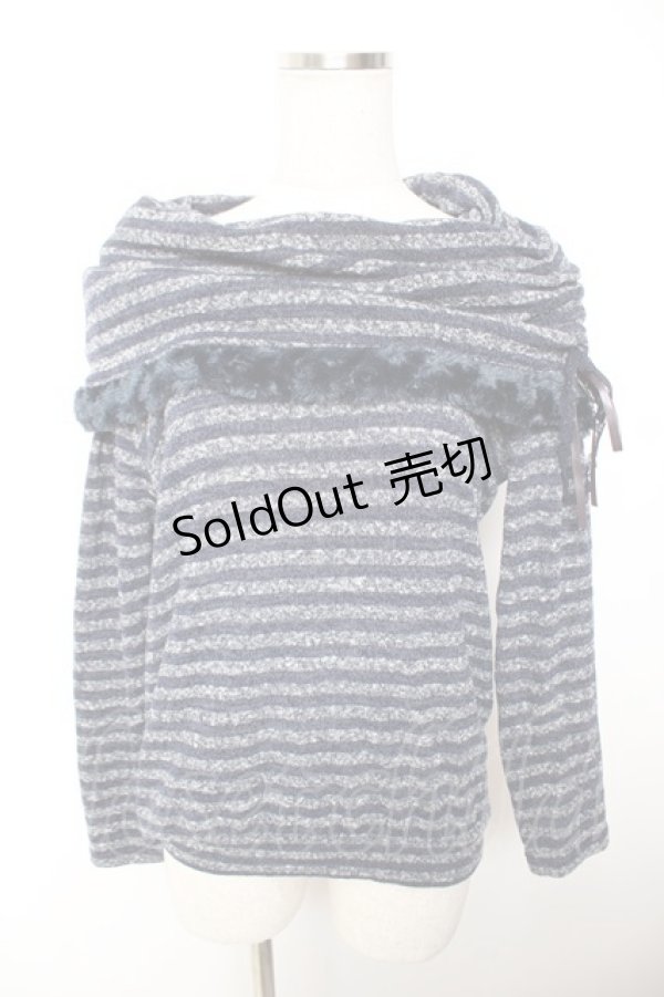 画像1: axes femme / ボーダー柄オフタートルニット M 紺Y-26-01-07-063-AX-TO-SZ-ZT589 (1)