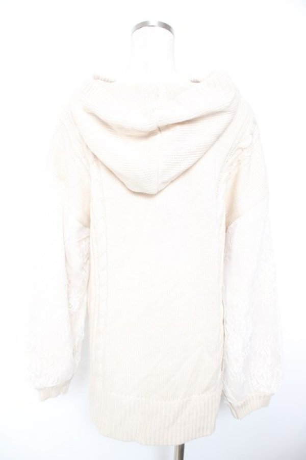 画像2: axes femme / 袖レースニットパーカープルオーバー F 生成り Y-26-01-07-066-AX-TO-SZ-ZY (2)