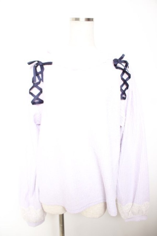 画像1: axes femme / レースアッププルオーバー M ラベンダー Y-26-01-07-068-AX-TO-SZ-ZY (1)