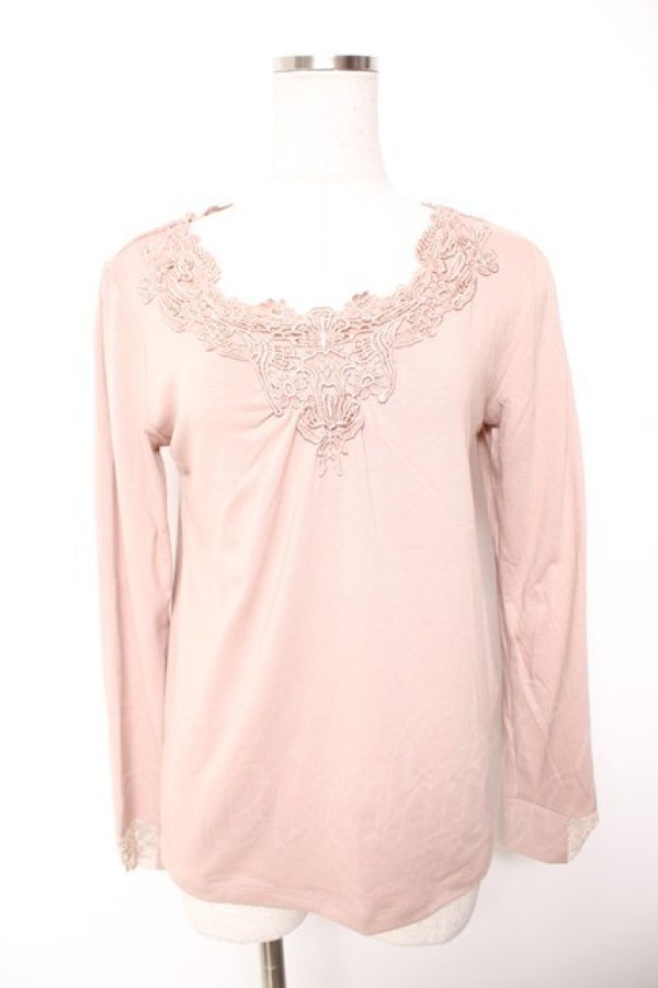 画像1: axes femme / レースモチーフインナープルオーバー M 淡ピンク Y-26-01-07-076-AX-TO-SZ-ZY (1)