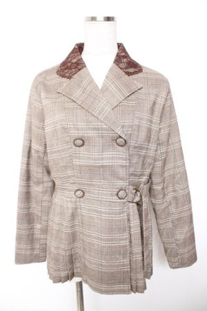 画像: axes femme POETIQUE / プリーツデザインジャケット M 茶 Y-26-01-07-077-AX-JA-SZ-ZY