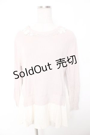 画像: axes femme / 重ね着風レイヤードチュニ  ピンク Y-26-01-07-081-AX-TO-SZ-ZI