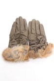 画像1: axes femme / ファー付きナイロン手袋  カーキ Y-26-01-07-010-AX-ZA-SZ-ZY (1)